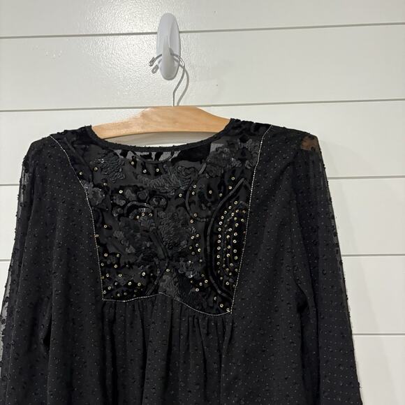 Zara | Bolero Sequin Swiss Dot Jacket Top Sequins FLAW- Size Medium - Picture 8 of 10